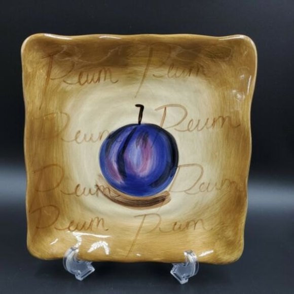 Dario Farrucci Designs Fruitions Plates Plum Square & Round Pear Plate Set of 2 - Picture 3 of 6